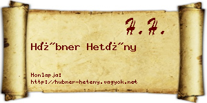 Hübner Hetény névjegykártya